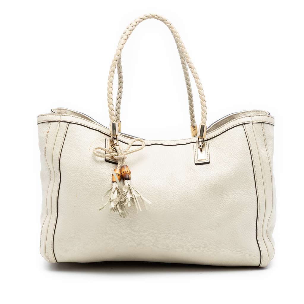 Gucci Medium Leather Bella Tote White Leather Very good condition - Front View