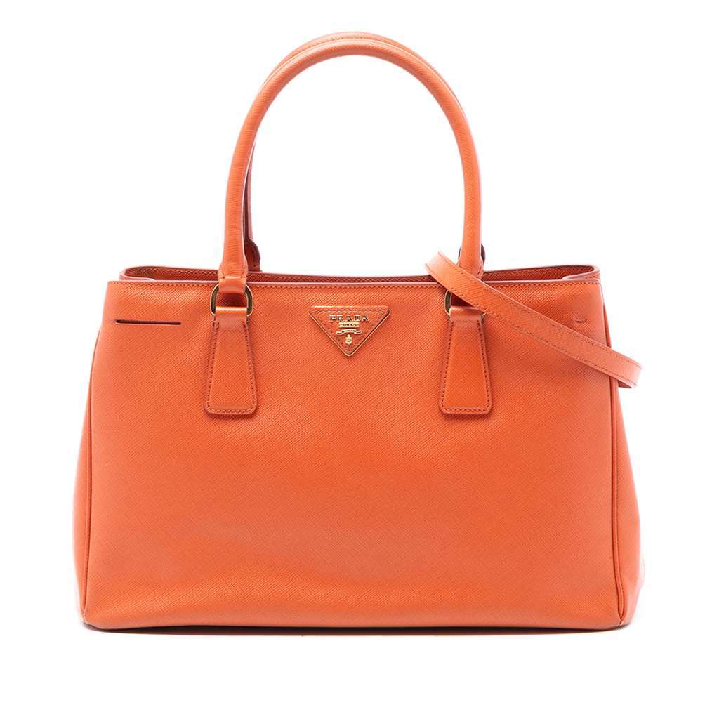 Prada Medium Saffiano Lux Galleria Satchel Orange Leather Very good condition - Front View