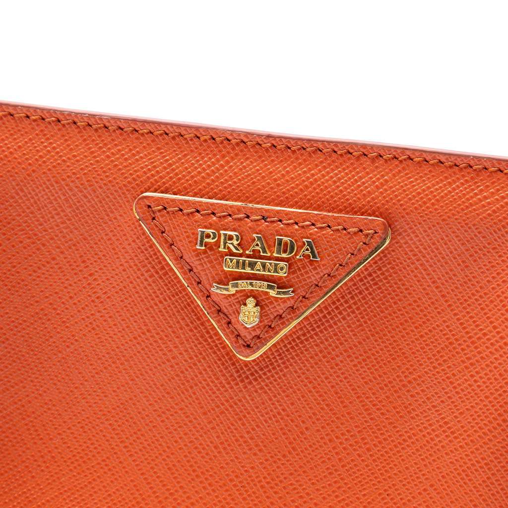 Prada Medium Saffiano Lux Galleria Satchel Orange Leather Very good condition - Box View