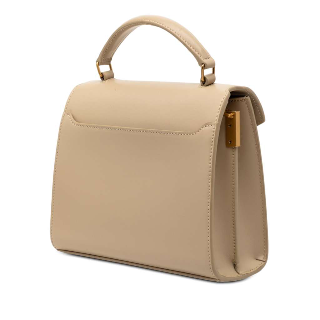 Saint Laurent Mini Suede and Calfskin Cassandra Top Handle Bag Beige Leather Very good condition - Back View