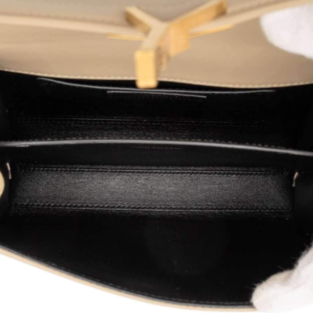 Saint Laurent Mini Suede and Calfskin Cassandra Top Handle Bag Beige Leather Very good condition - Model View