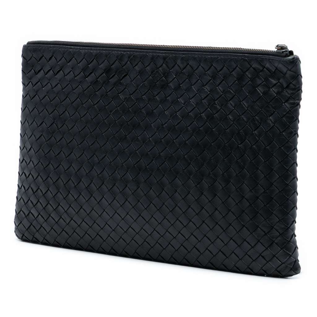 Bottega Veneta Nappa Intrecciato Clutch Black Leather Very good condition - Back View