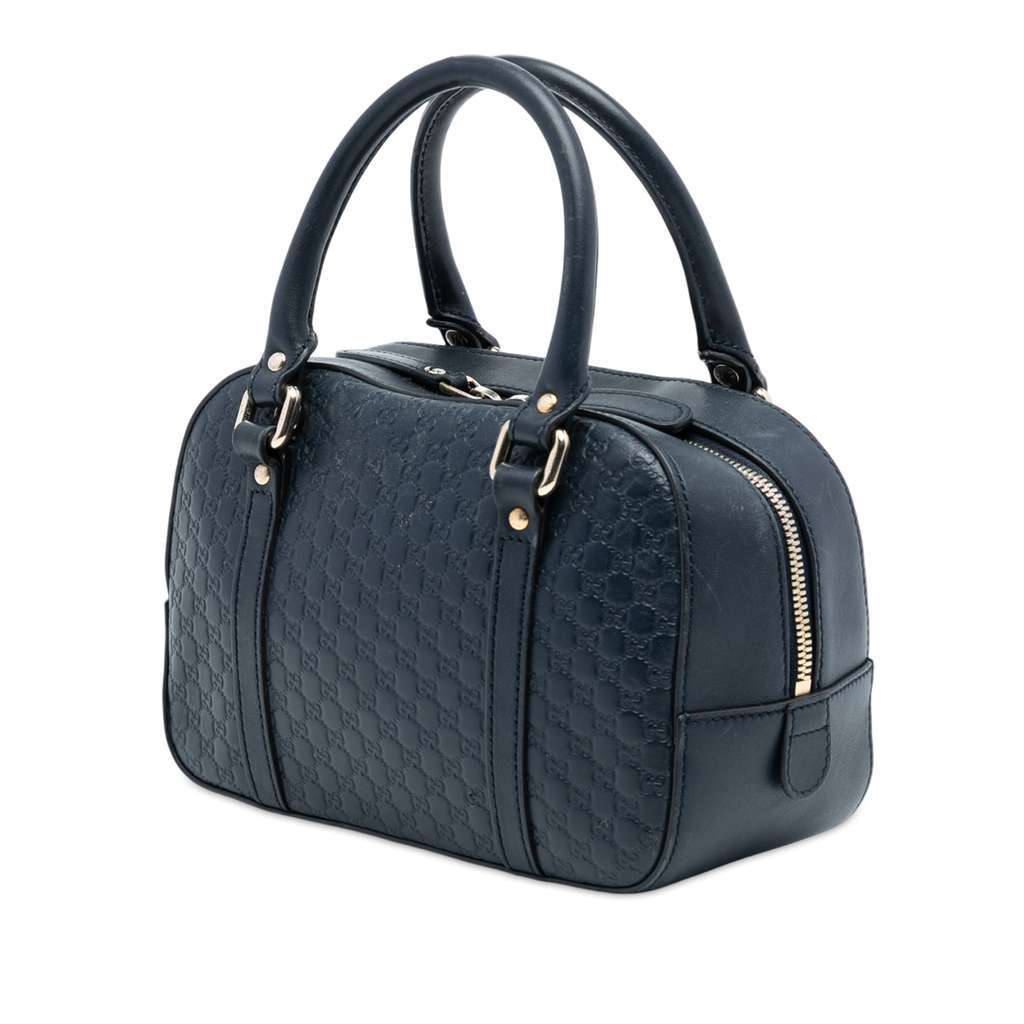 Gucci Small Microguccissima Bree Satchel Blue Leather Very good condition - Back View