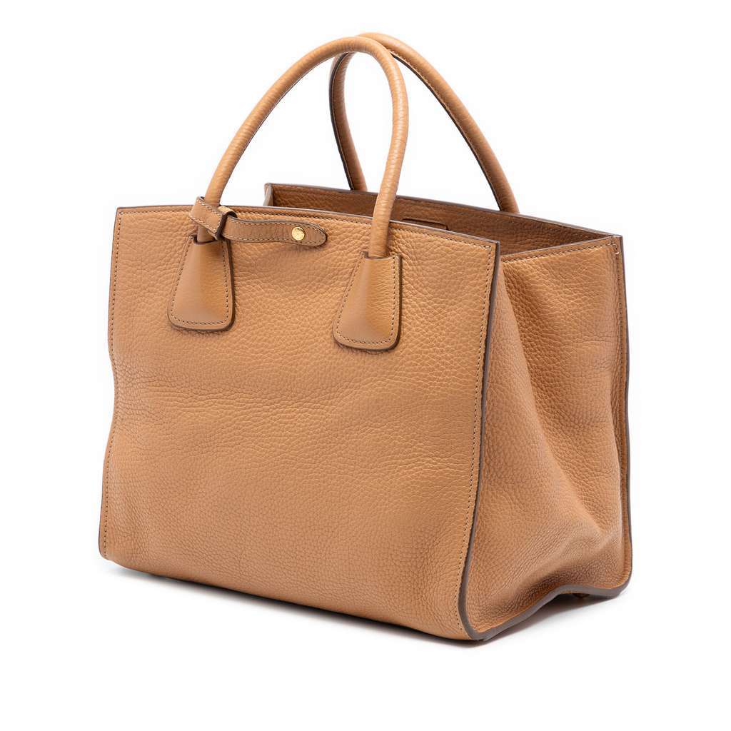 Prada Vitello Daino Front Pocket Open Convertible Tote Beige Leather Very good condition - Back View