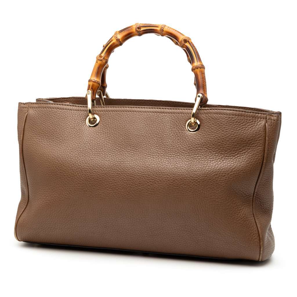 Gucci Medium Calfskin Bamboo Shopper Satchel Brown Leather Very good condition - Back View