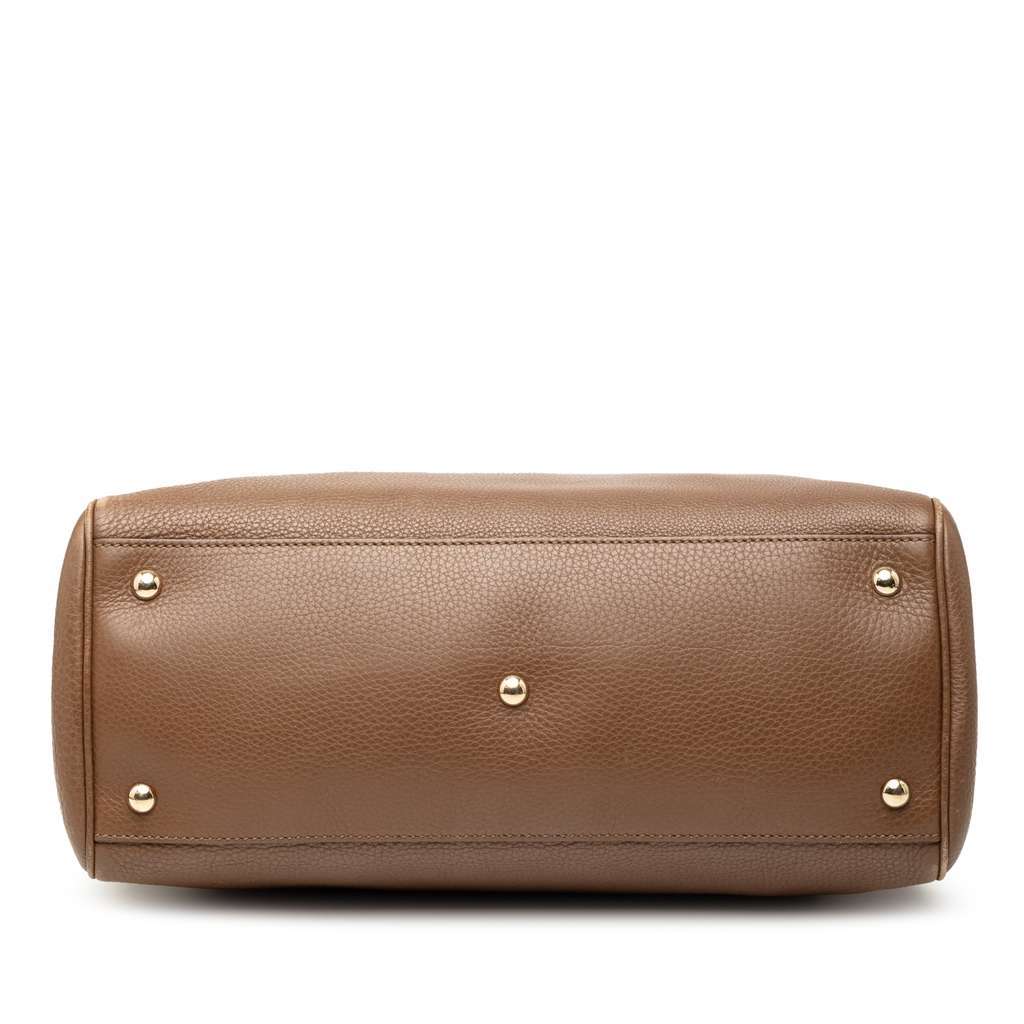 Gucci Medium Calfskin Bamboo Shopper Satchel Brown Leather Very good condition - Inside View