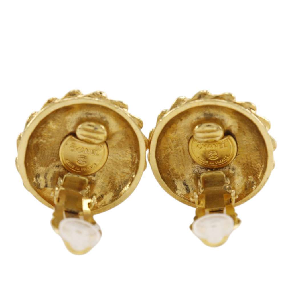 Chanel Gold Plated Mademoiselle Clip On Earrings Gold Metal Very good condition - Back View
