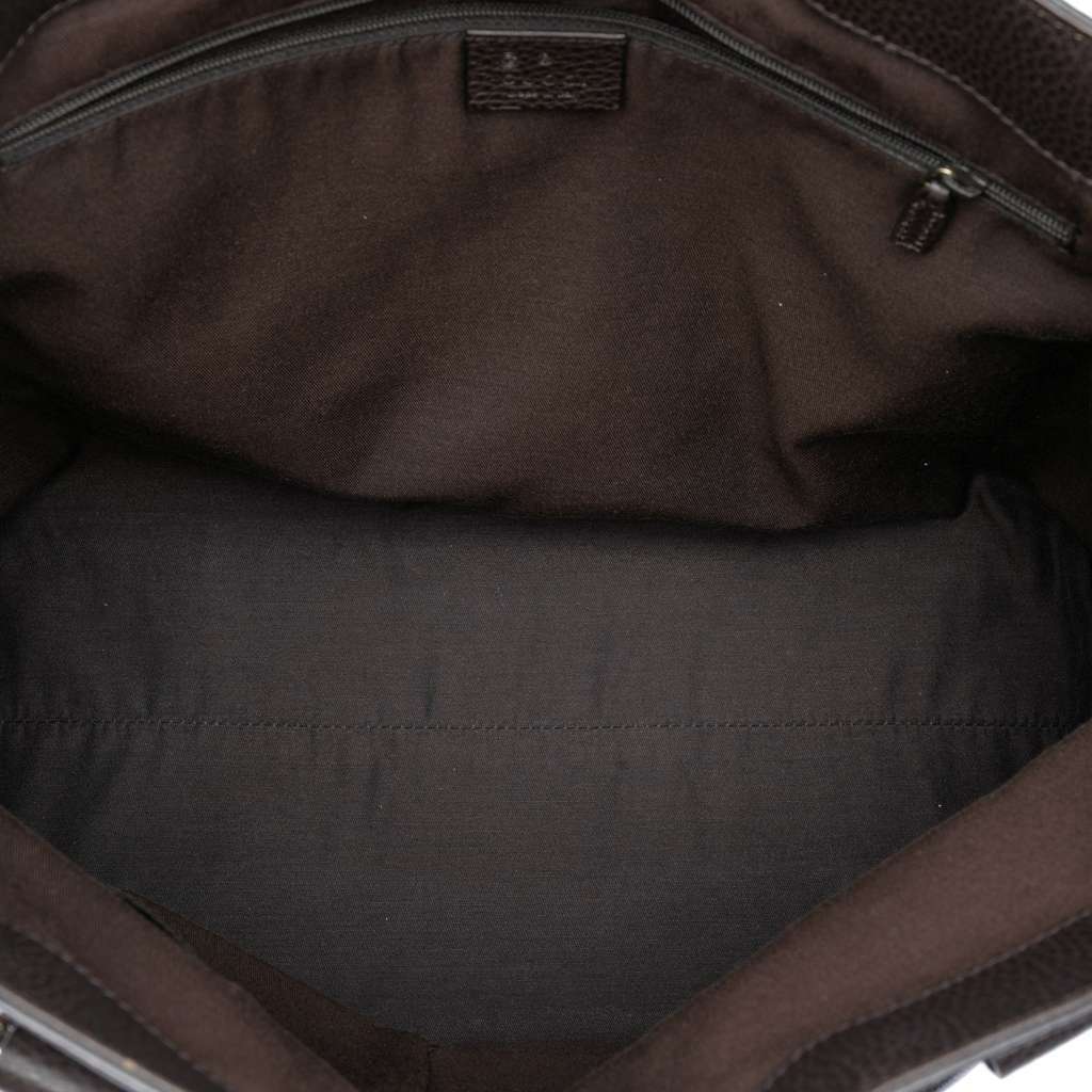 Gucci Grained Calfskin Bamboo Shopper Tote Brown Leather Very good condition - Model View