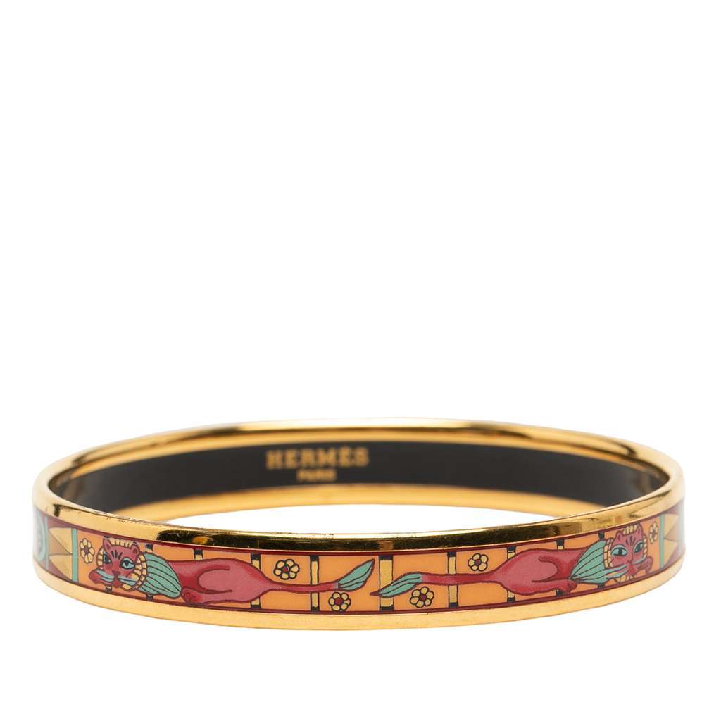 Hermès Narrow Animal Motif Enamel Bangle 62 Gold Very good condition - Inside View