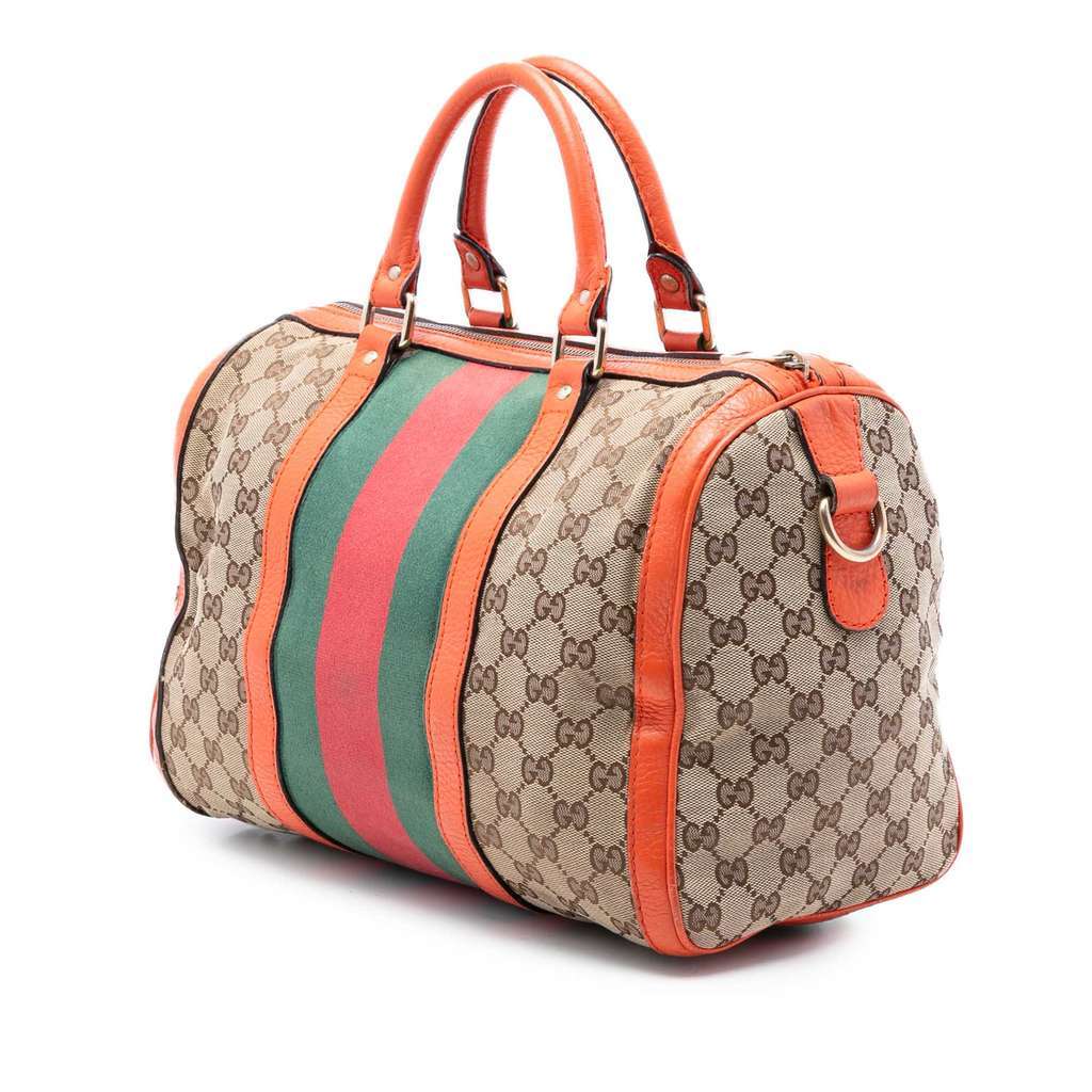 Gucci Medium GG Canvas Web Joy Boston Bag Beige Good condition - Back View