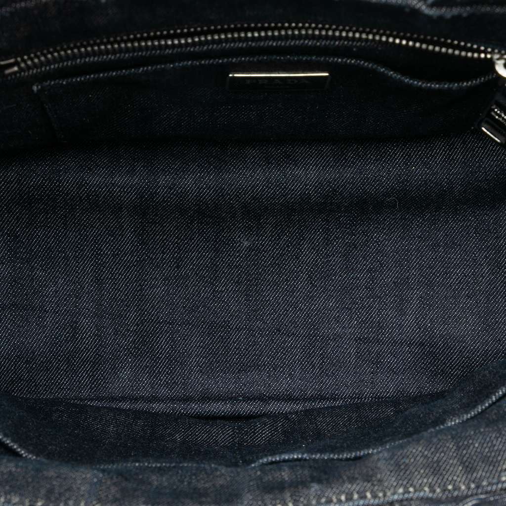Prada Studded Denim Canapa Logo Satchel Grey Denim Very good condition - Model View