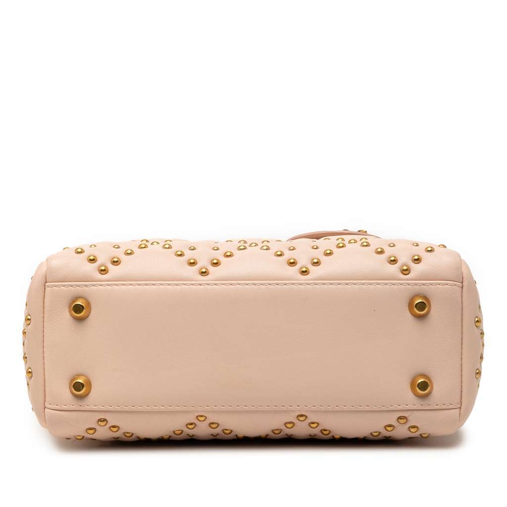 Dior Mini Lambskin Cannage Studded Supple Lady Dior Brown Leather Very good condition - Inside View