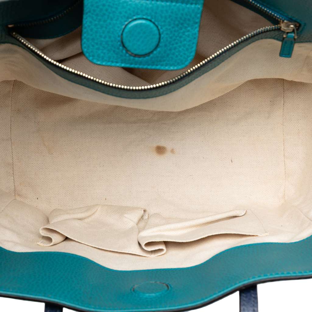 Gucci Medium Dollar Calfskin Swing Tote Blue Leather Very good condition - Model View