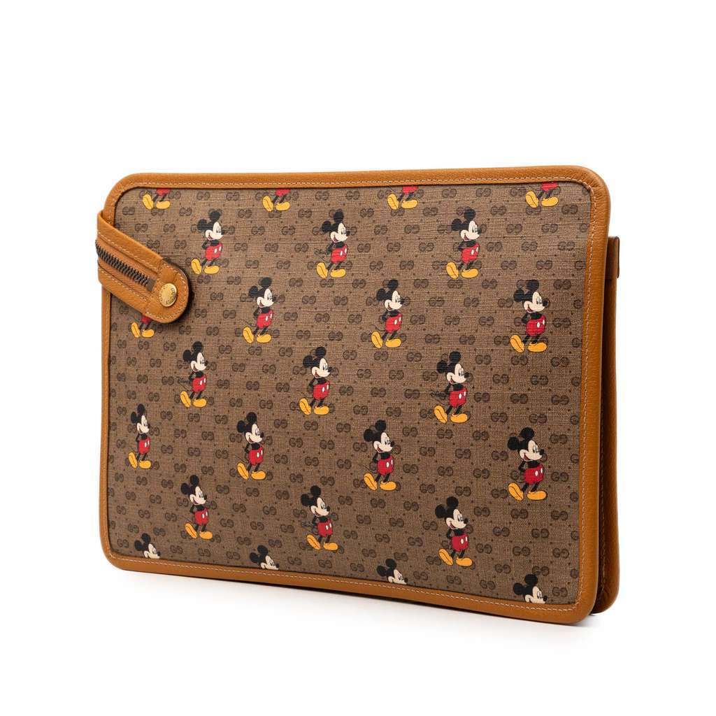 Gucci Disney Micro GG Supreme Mickey Mouse Clutch Brown Canvas Very good condition - Back View