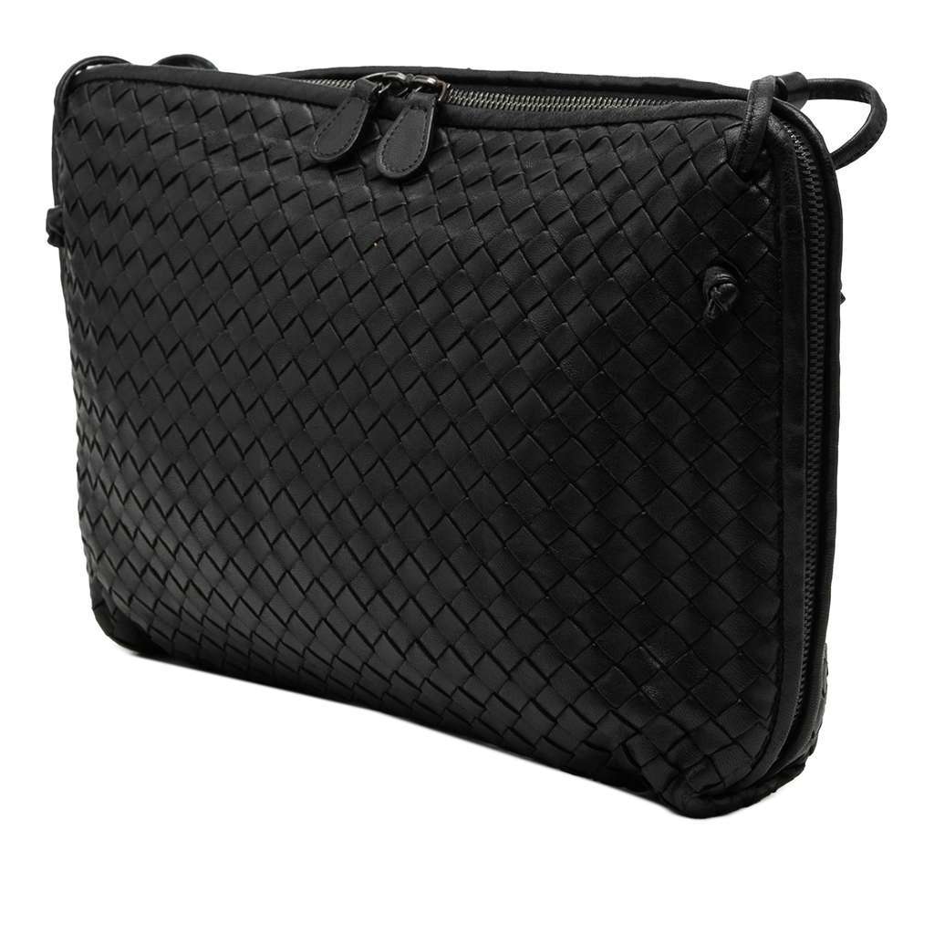 Bottega Veneta Large Nappa Intrecciato Nodini Crossbody Black Leather Very good condition - Back View