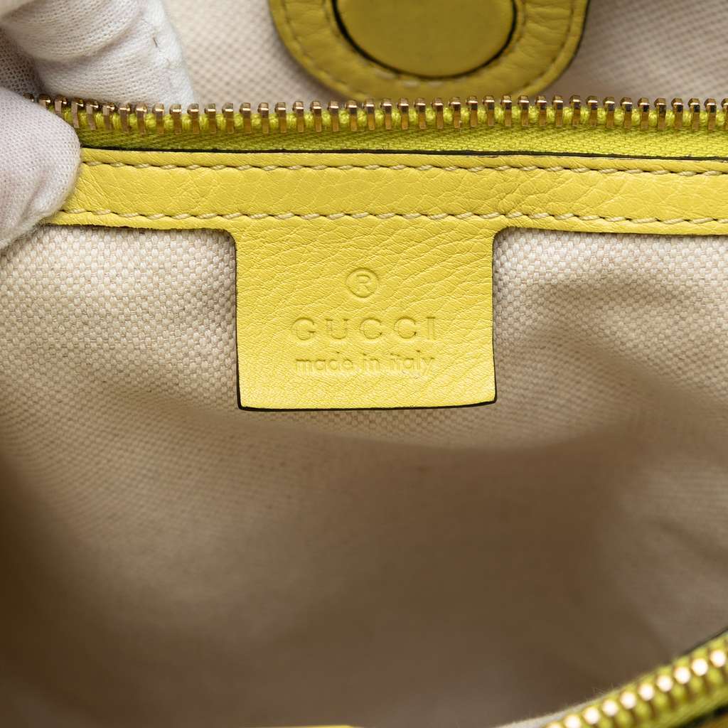 Gucci Large Calfskin Bamboo Shopper Satchel Yellow Leather Very good condition - Box View