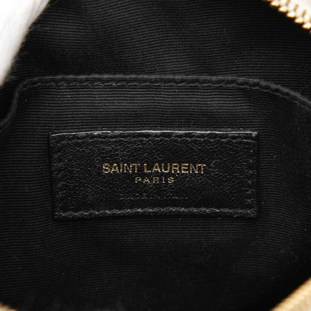 Saint Laurent Grain De Poudre Chevron Round Vinyle Camera Bag White Leather Very good condition - Box View