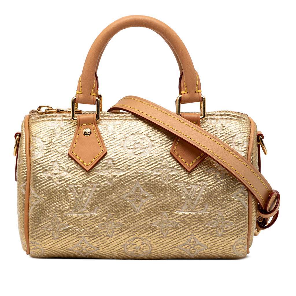 Louis Vuitton Monoglam Nano Speedy Bandouliere Gold Canvas Very good condition - Front View