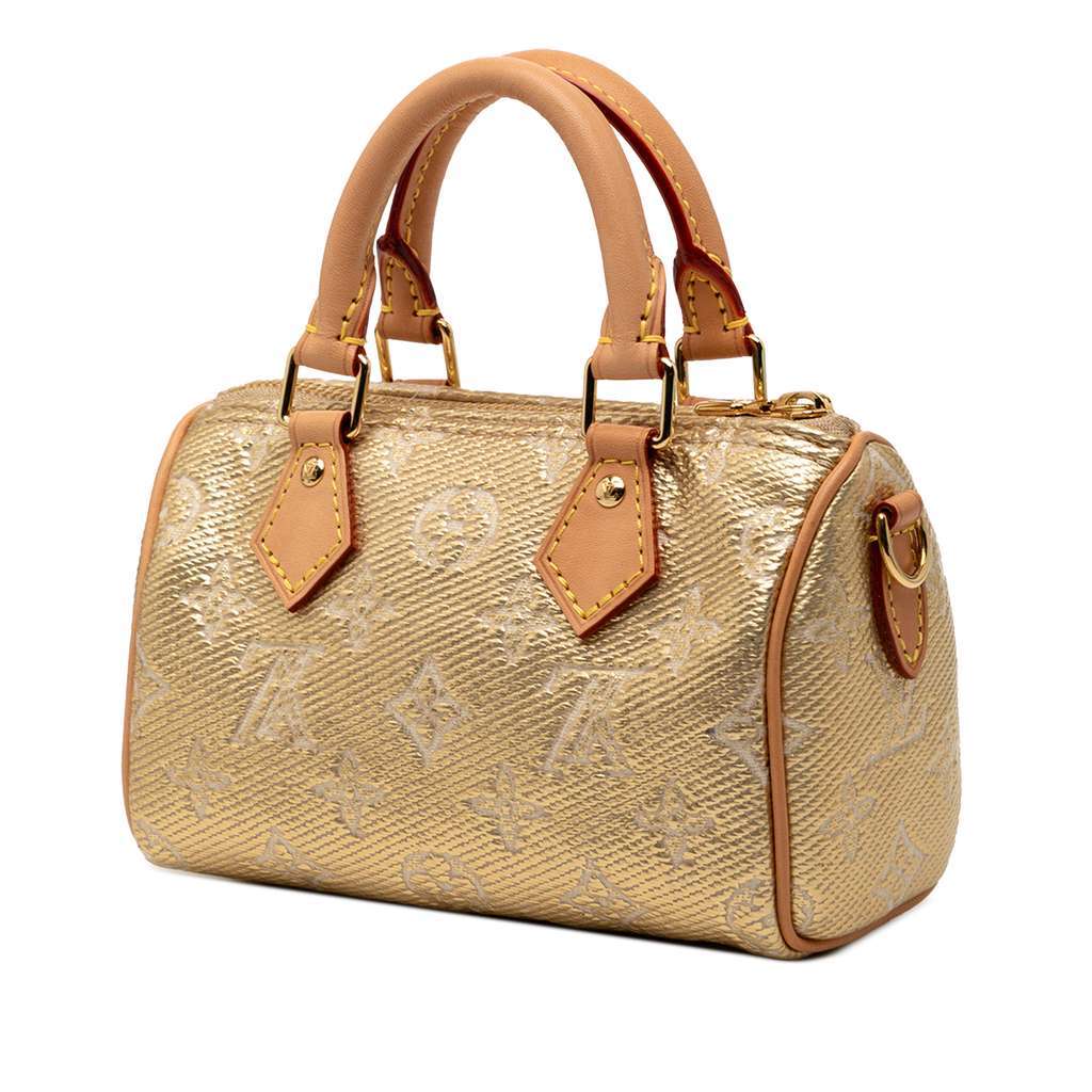 Louis Vuitton Monoglam Nano Speedy Bandouliere Gold Canvas Very good condition - Back View