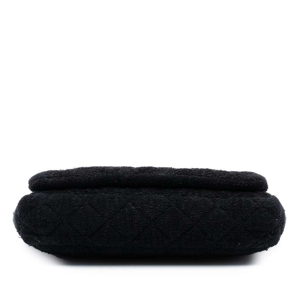 Chanel CC Quilted Terry Cloth Flap Black Cotton Very good condition - Inside View