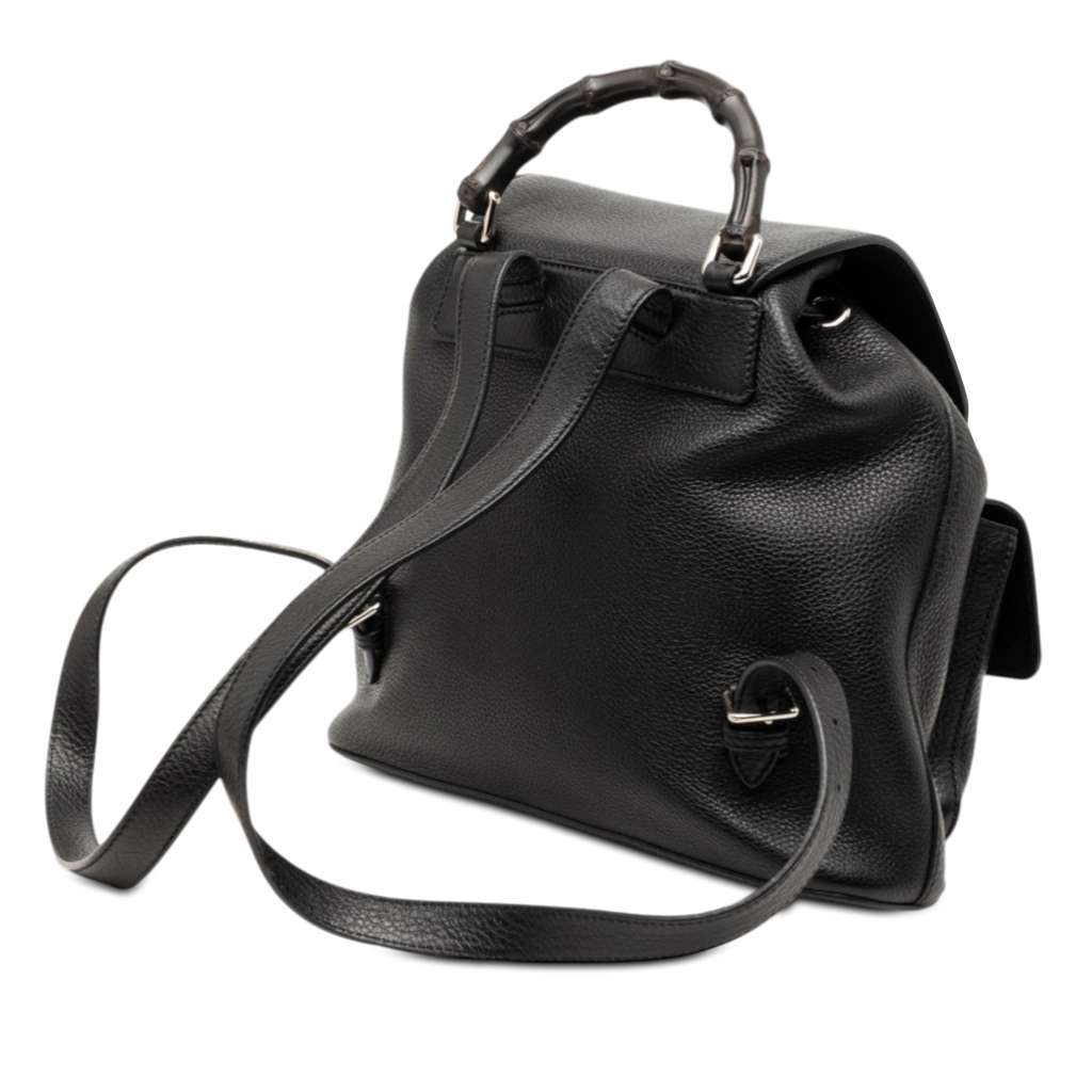 Gucci Leather Bamboo Tassel Backpack Black Leather Very good condition - Back View
