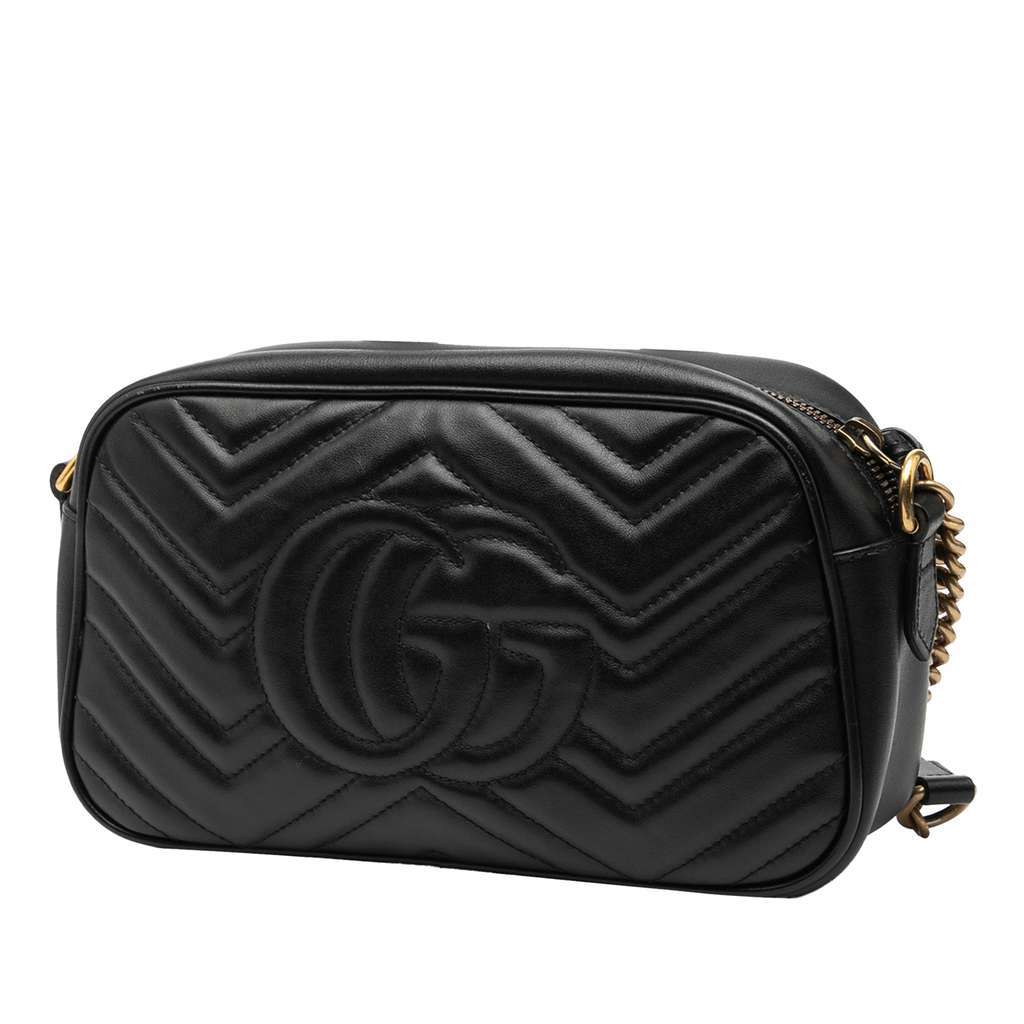 Gucci Small GG Marmont Matelasse Leather Crossbody Black Leather Very good condition - Back View