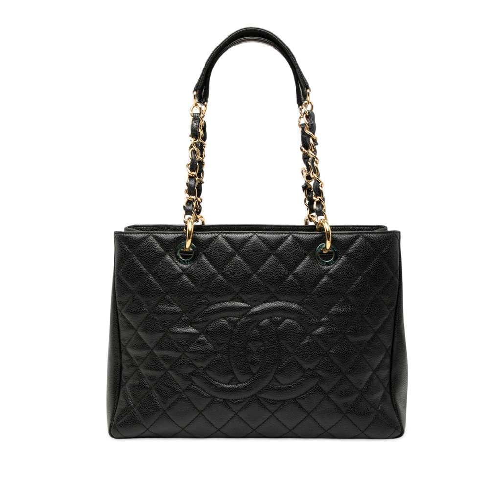Chanel Caviar Grand Shopping Tote Black Leather Very good condition - Front View