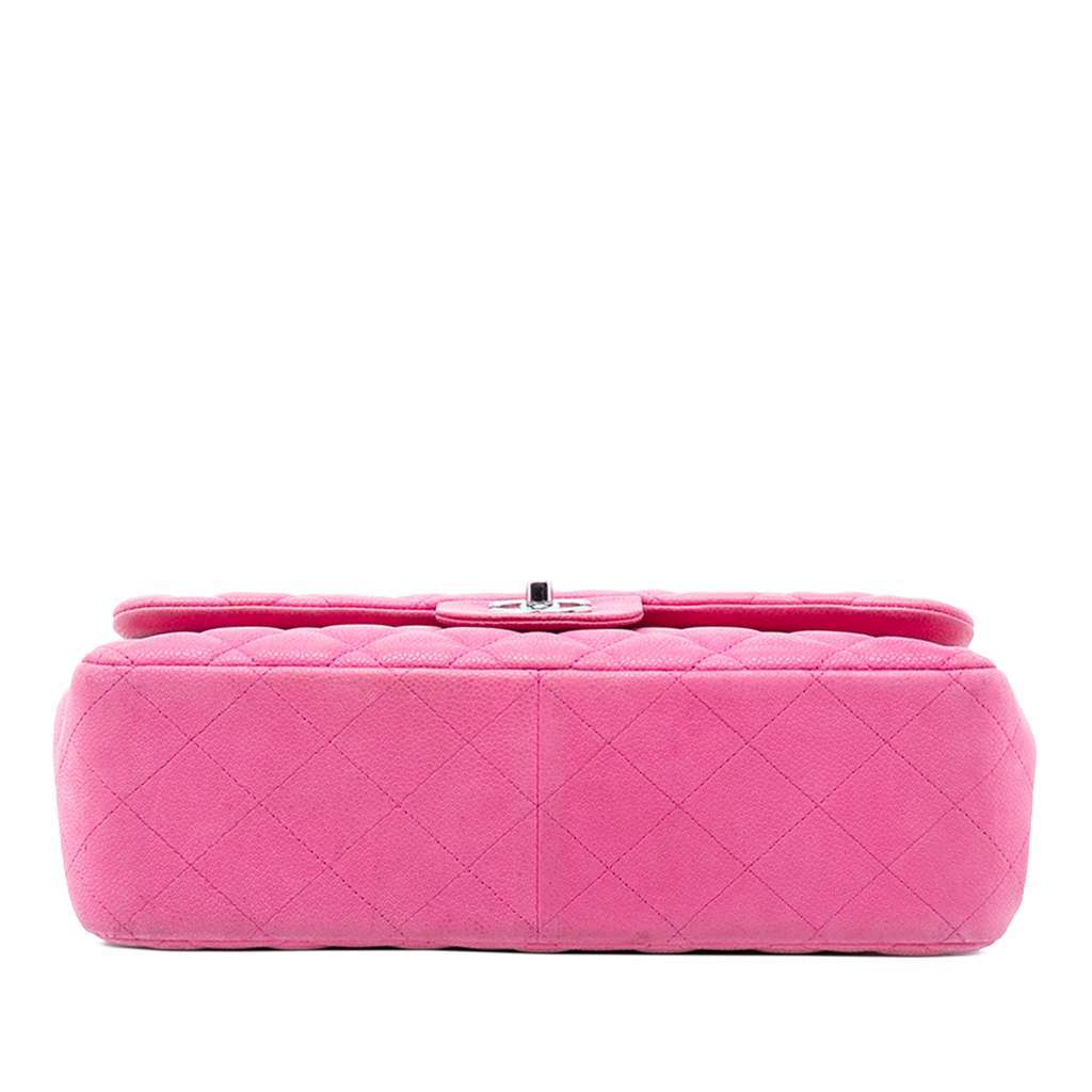 Chanel Jumbo Classic Caviar Double Flap Pink Leather Good - Inside View