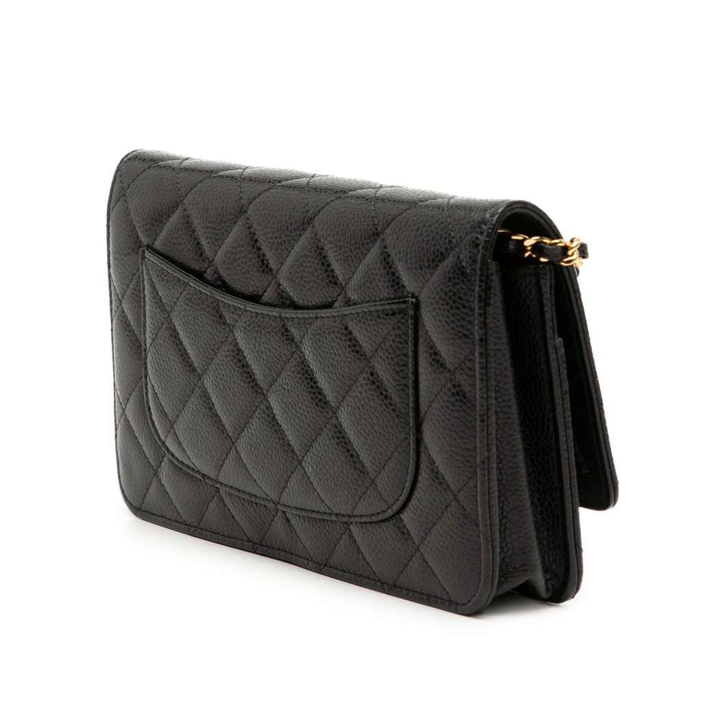 Chanel CC Quilted Caviar Wallet on Chain Black Leather Very good condition - Back View
