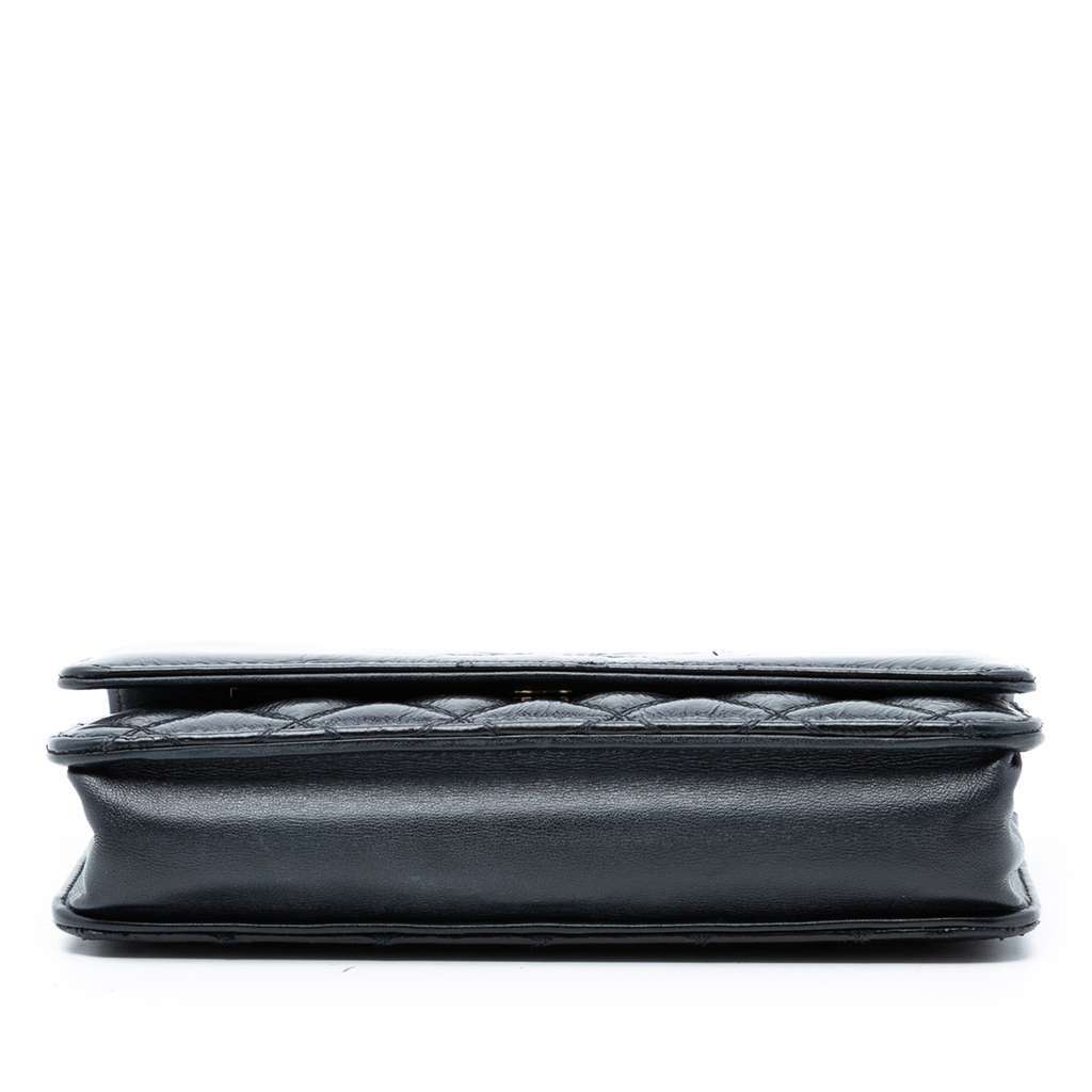 Chanel CC Quilted Shiny Aged Calfskin Wallet On Chain Black Leather Very good condition - Inside View