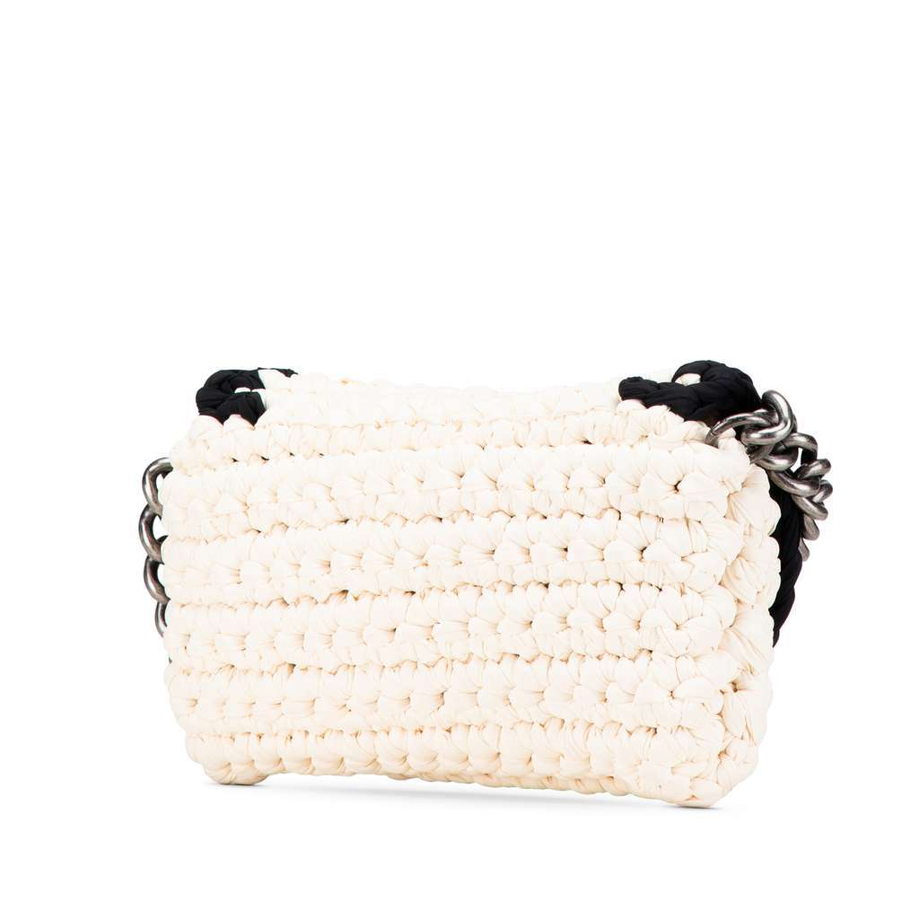 Chanel Neoprene Fancy Crochet Flap White Polyester Very good condition - Back View