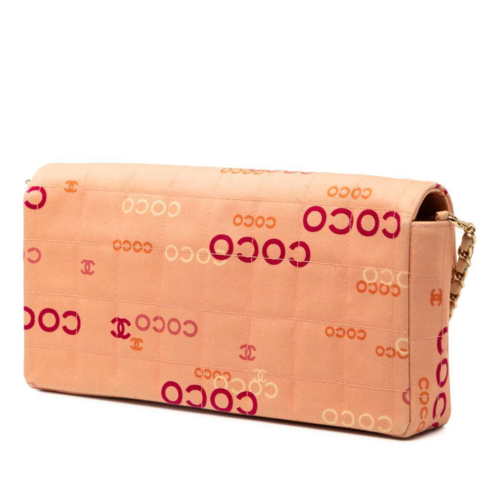 Chanel CC Chocolate Bar Canvas Logo East West Flap Pink Canvas Good condition - Back View