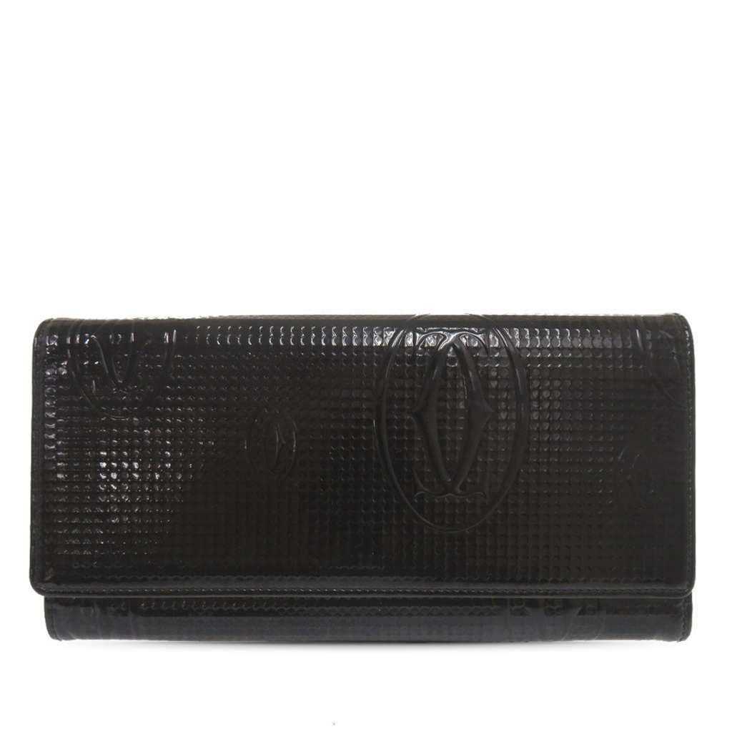 Cartier Patent Happy Birthday Long Wallet Black Leather Very good condition - Front View
