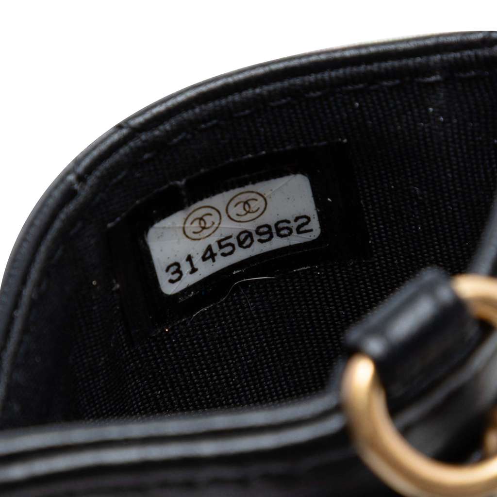 Chanel Quilted Lambskin Pearl Crown CC Wristlet Multi Pouches Black Leather Very good condition - Box View
