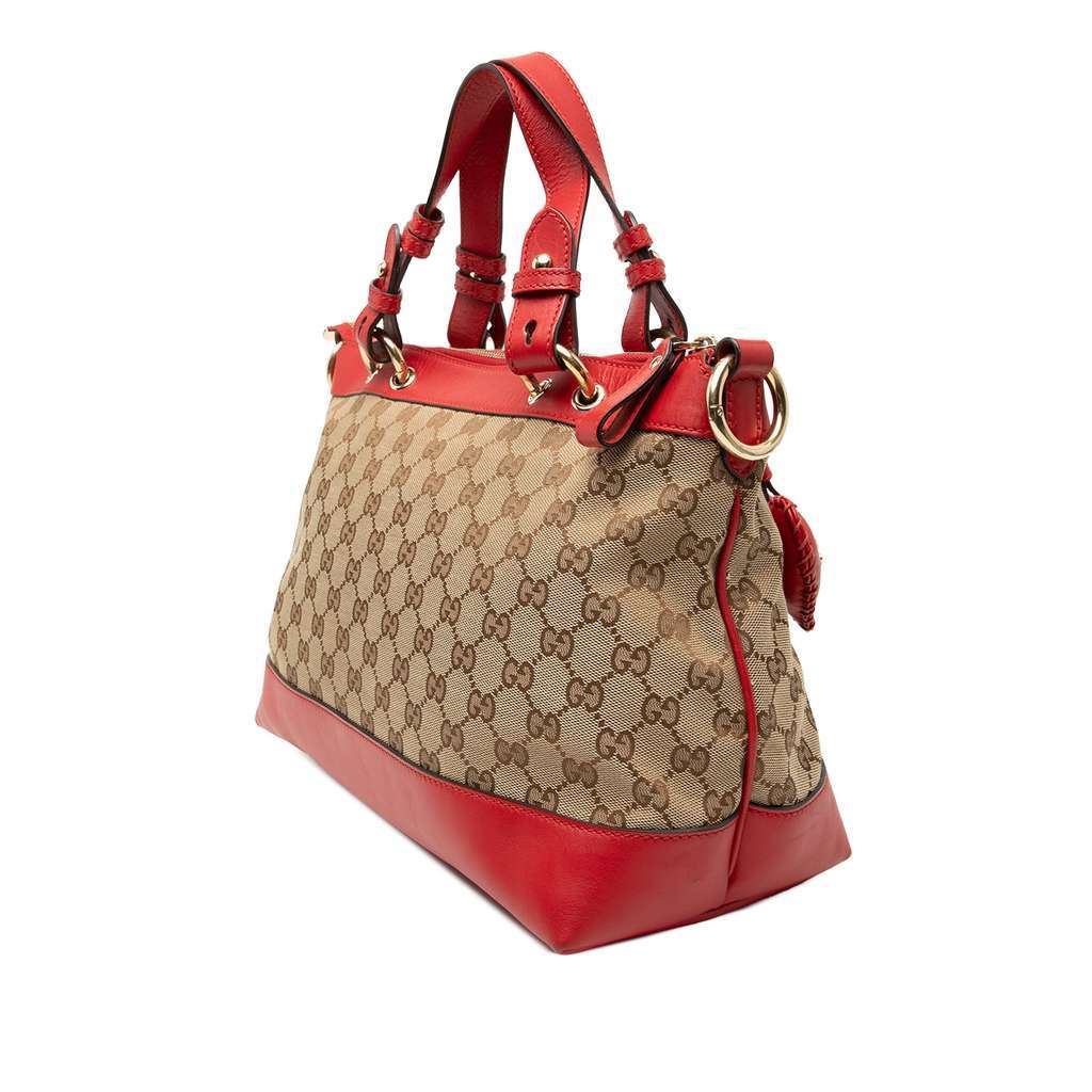 Gucci GG Canvas Valentine Satchel Beige Canvas Very good condition - Back View