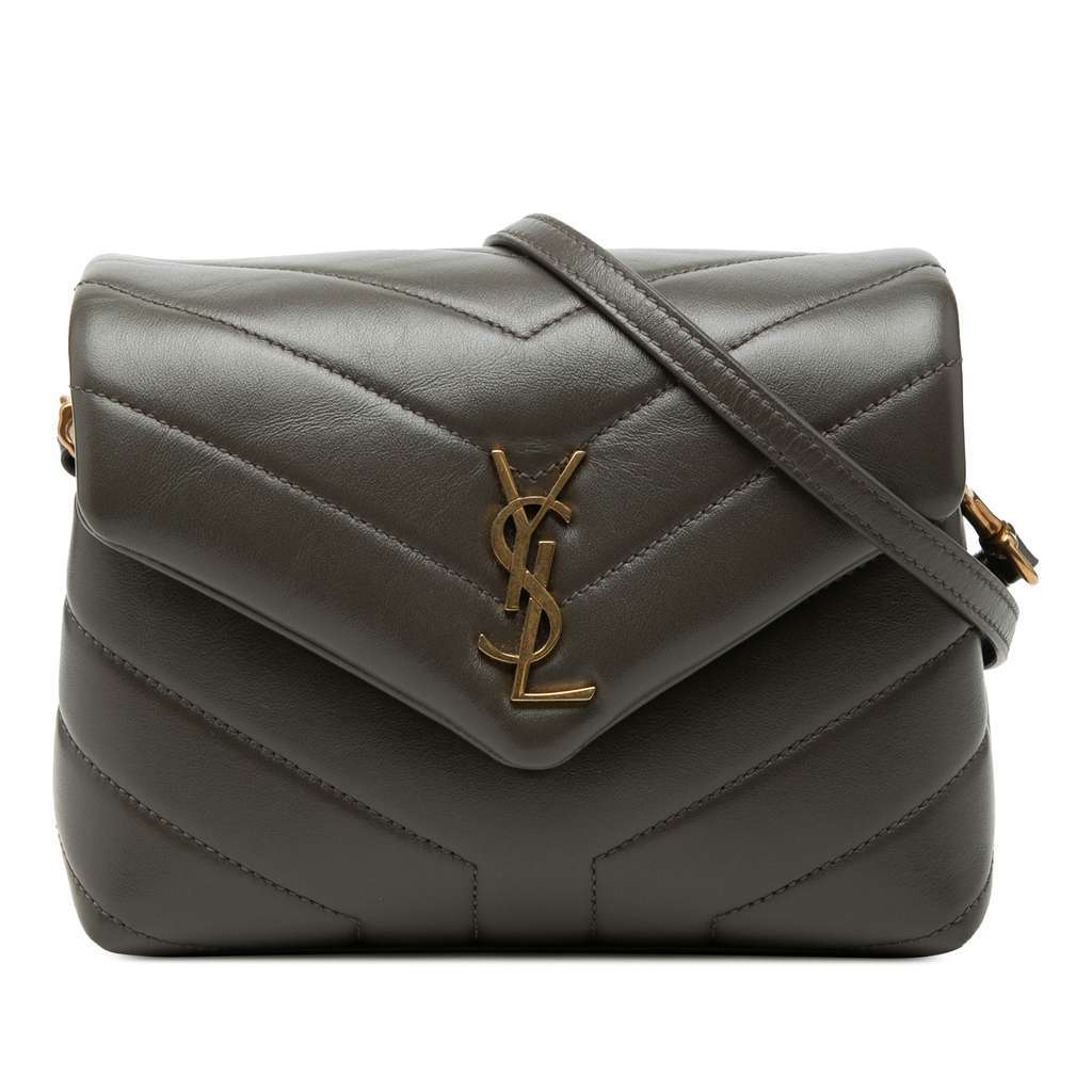 Saint Laurent Toy Matelasse Calfskin Monogram LouLou Crossbody Brown Leather Very good condition - Front View