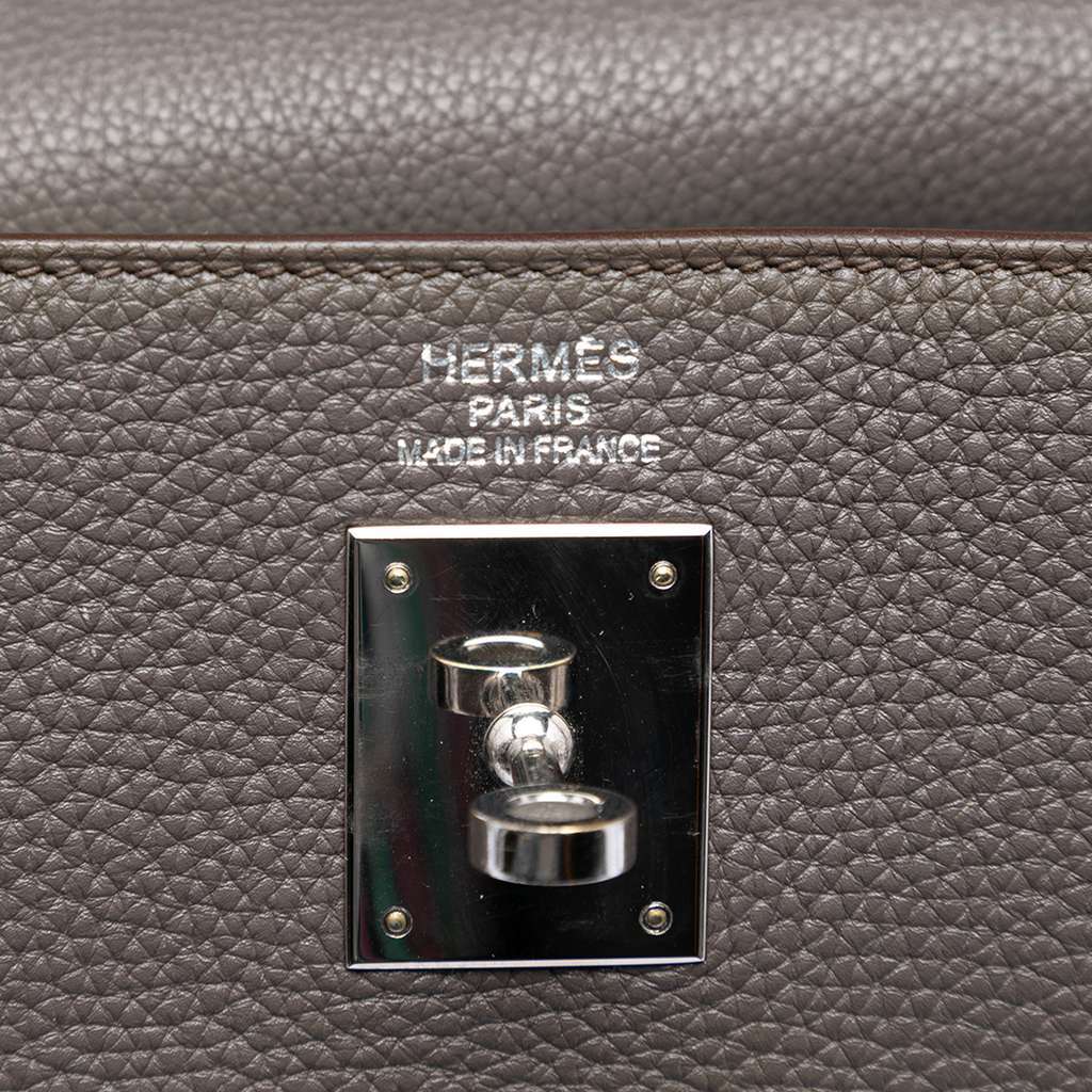 Hermès Clemence Kelly II Retourne 35 Grey Leather Very good condition - Box View
