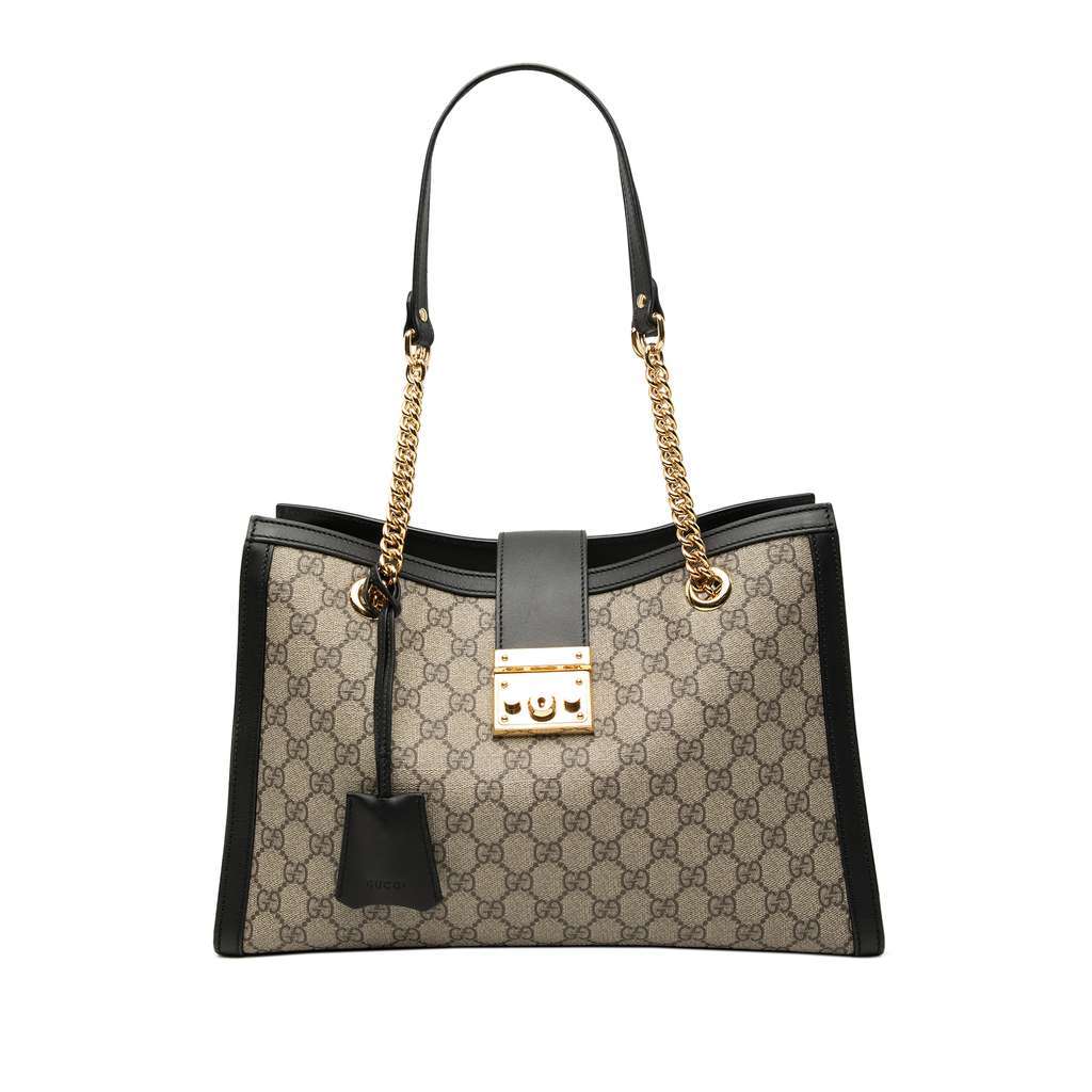 Gucci Medium GG Supreme Padlock Tote Beige Canvas Very good condition - Front View