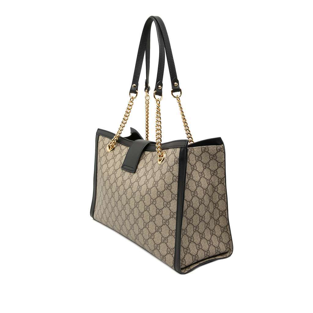Gucci Medium GG Supreme Padlock Tote Beige Canvas Very good condition - Back View