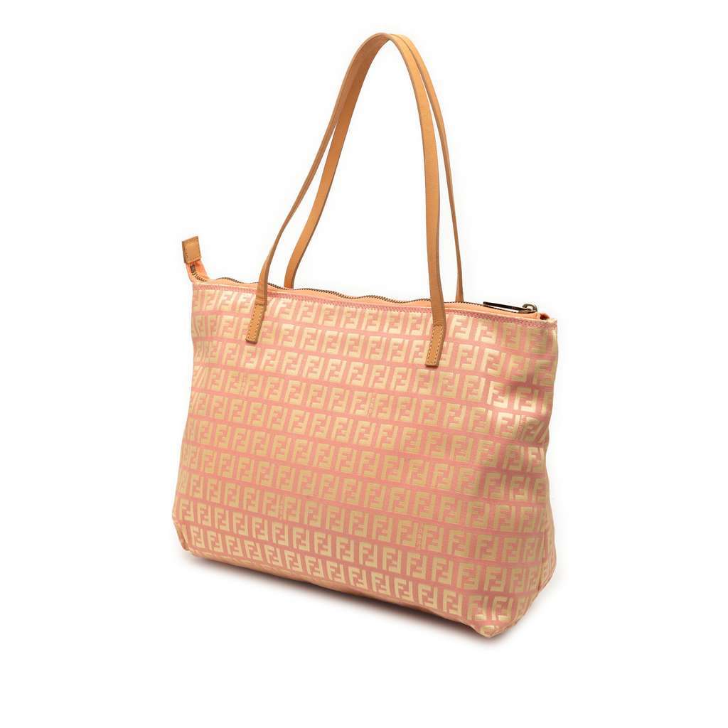 Fendi Small Zucchino Canvas Tote Pink Canvas Very good - Back View