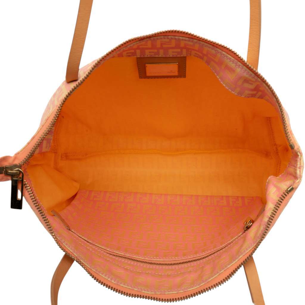 Fendi Small Zucchino Canvas Tote Pink Canvas Very good - Model View