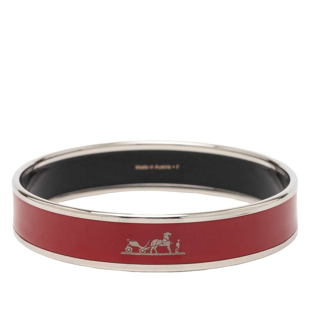 Hermès Narrow Caleche Enamel Bangle 62 Red Very good - Back View