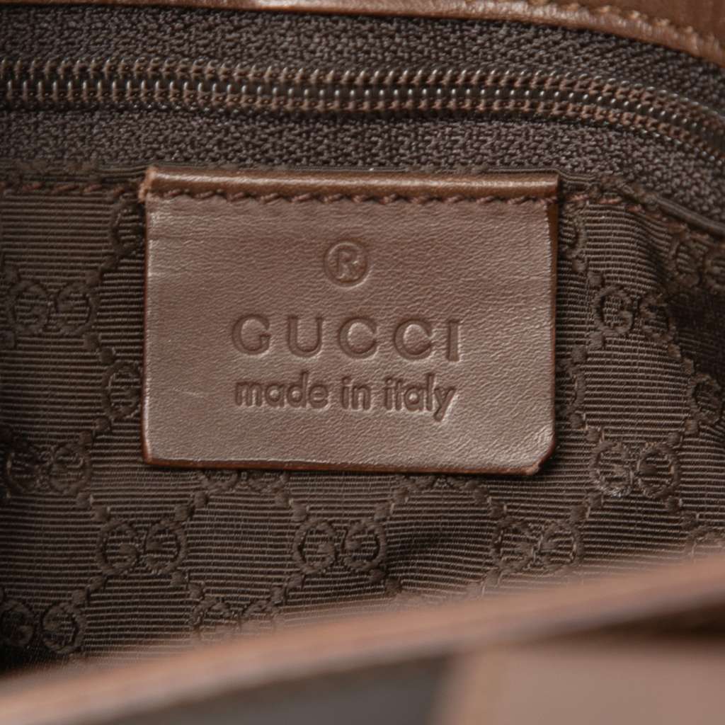 Gucci Leather Web Handbag Brown Leather Very good - Box View