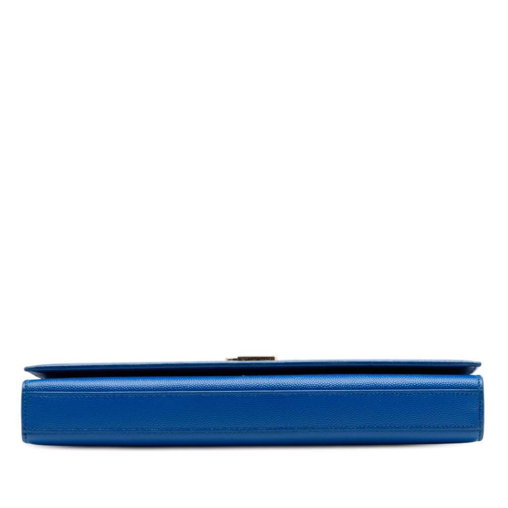 Saint Laurent Grain de Poudre Monogram Cassandre Clutch Blue Leather Very good condition - Inside View