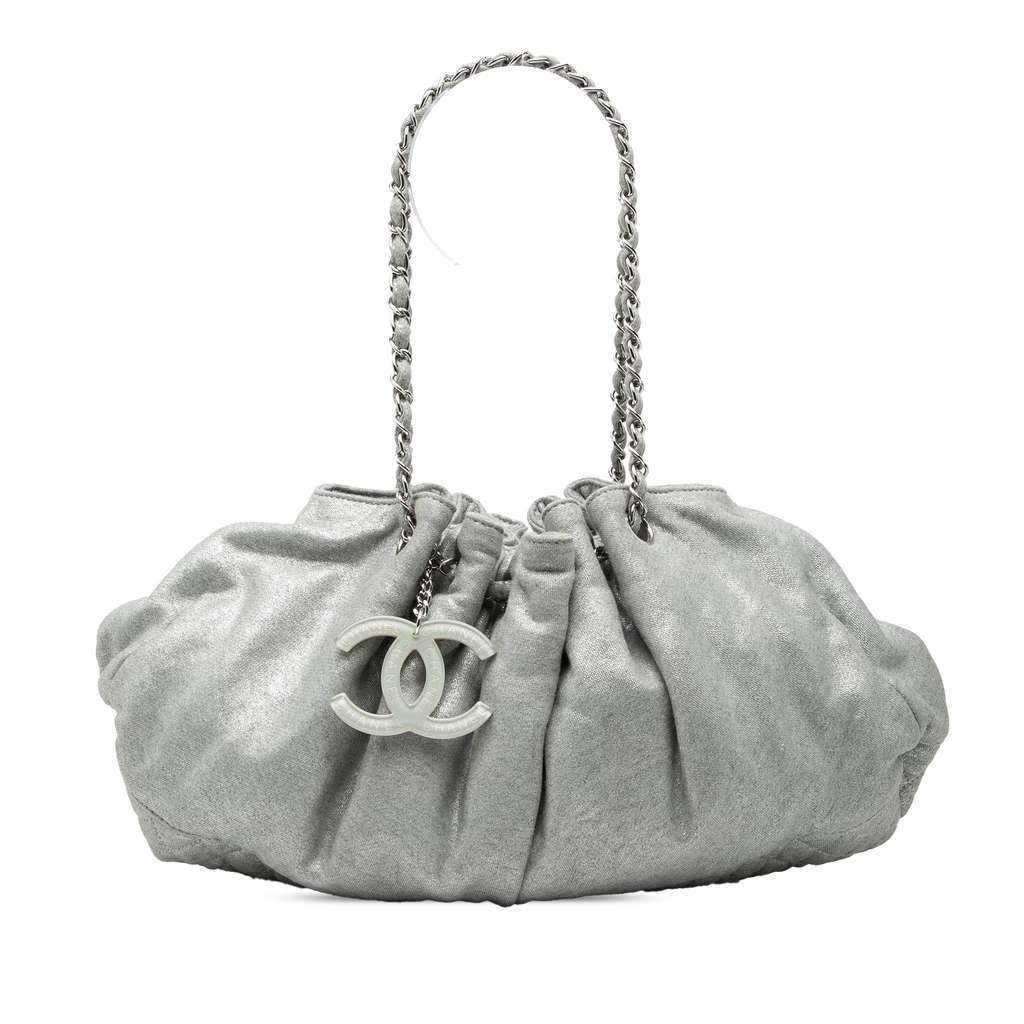 Chanel Jersey Melrose Cabas Grey Cotton Very good condition - Front View