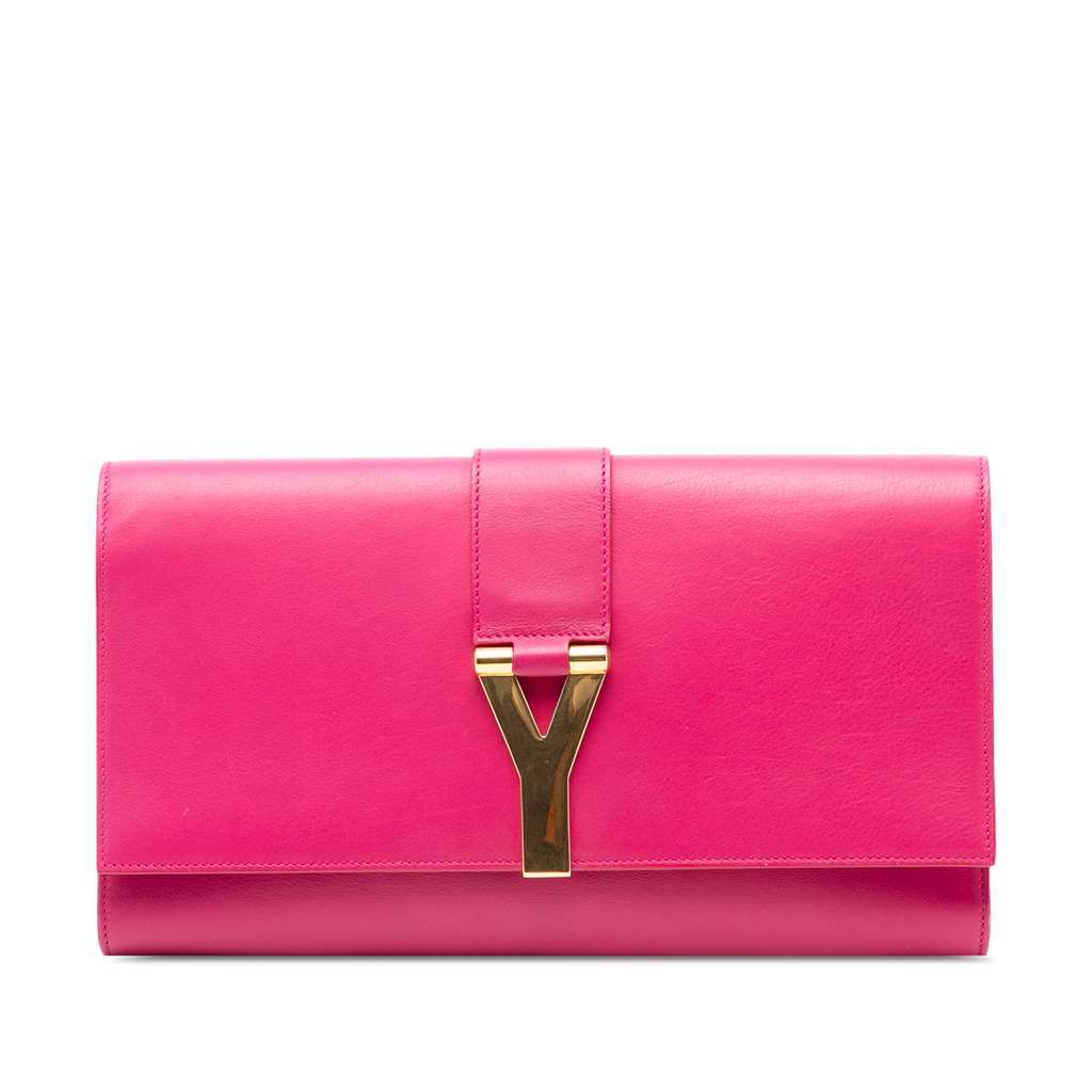 Saint Laurent Leather Chyc Ligne Clutch Pink Leather Very good condition - Front View