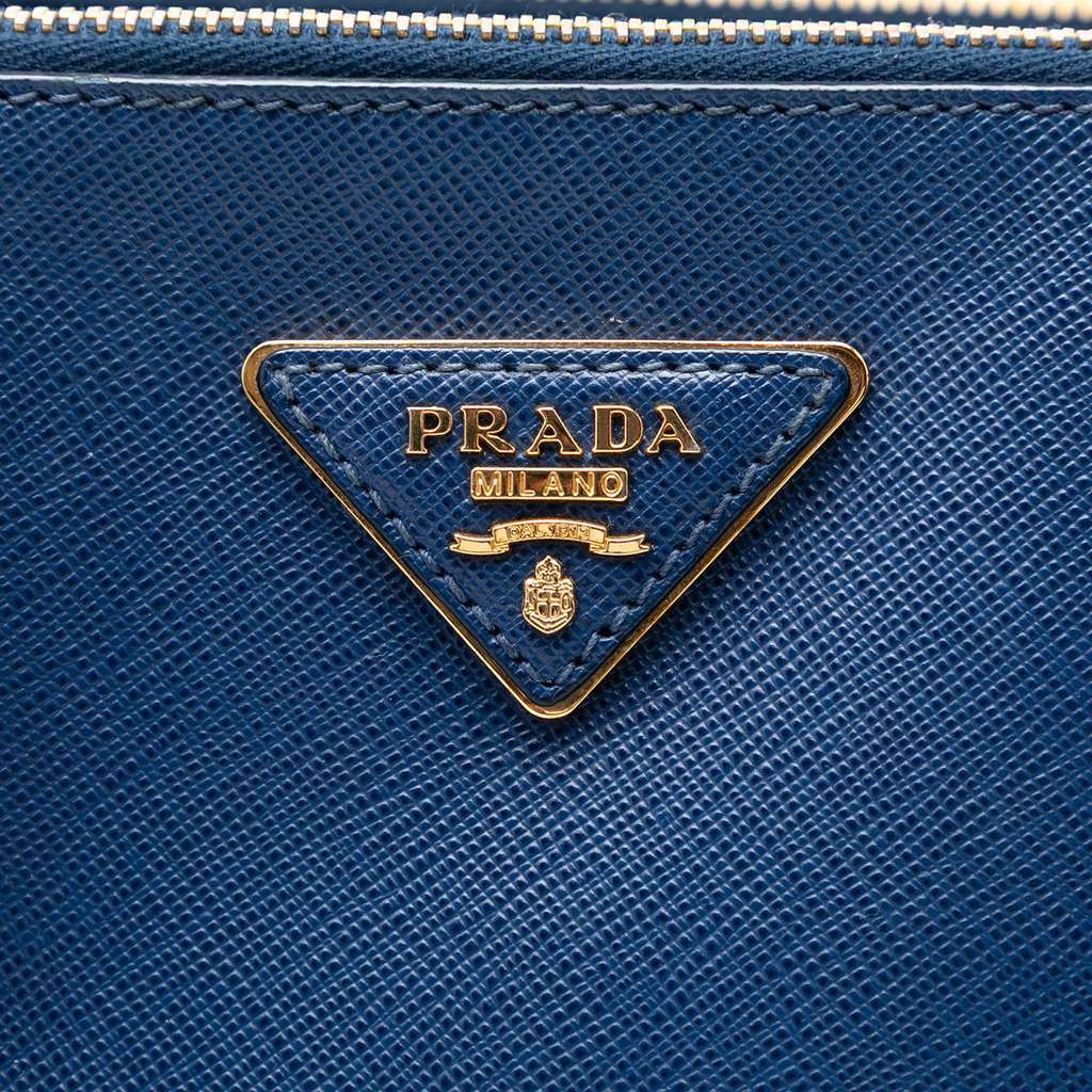 Prada Large Saffiano Lux Galleria Double Zip Tote Blue Leather Very good - Box View
