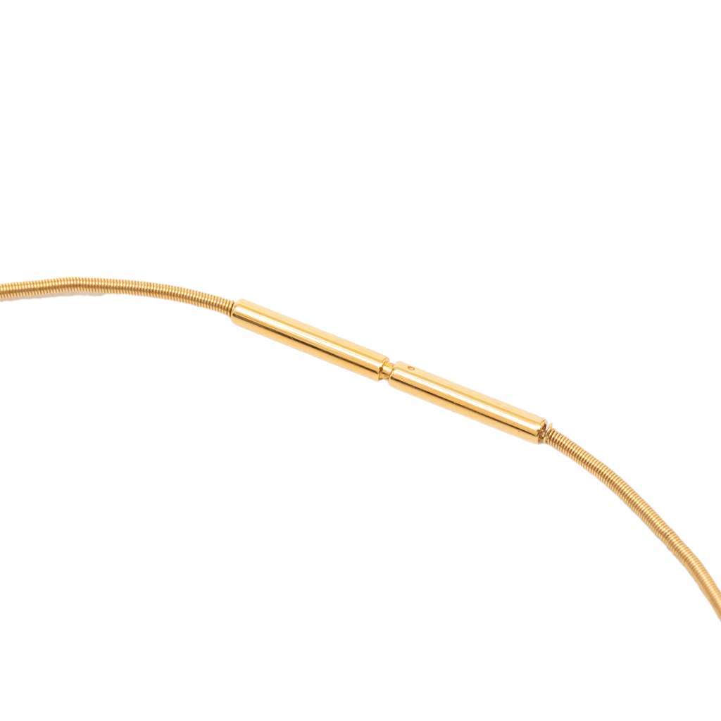 Hermès Gold Plated Enamel Cage D H Pendant Necklace Gold Metal Very good - Model View