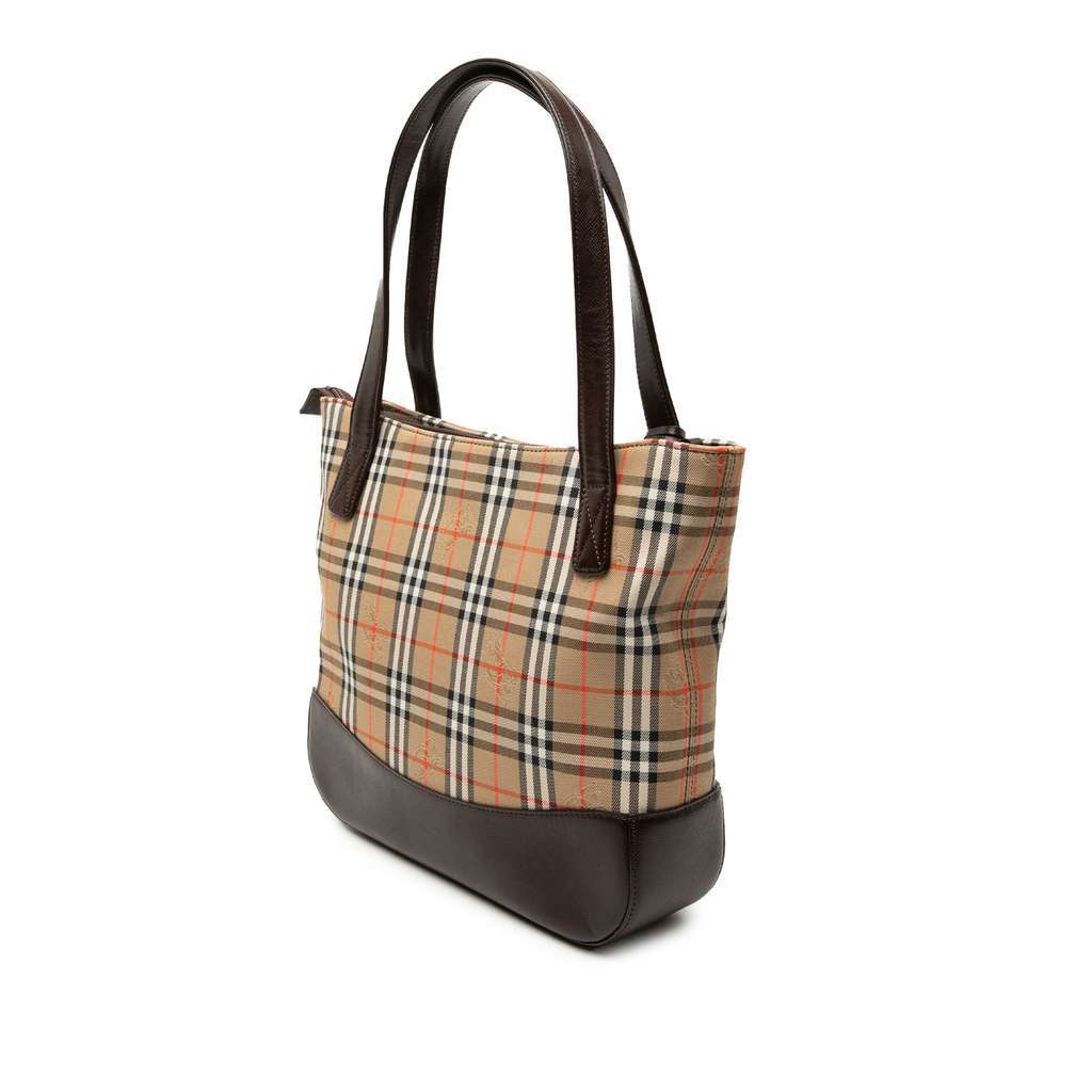 Burberry Haymarket Check Canvas Handbag Beige Canvas Very good - Back View
