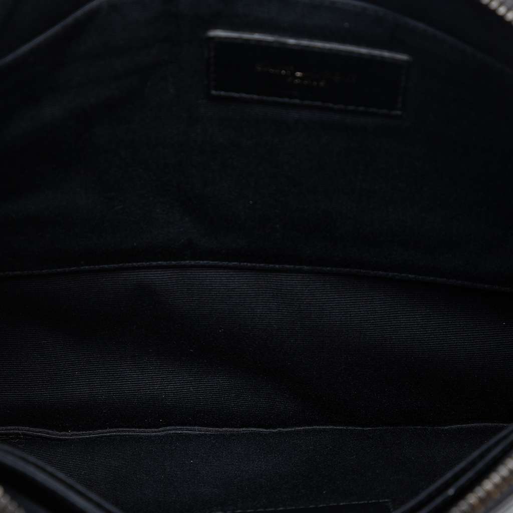 Saint Laurent Croc Embossed Leather Monogram Clutch Black Leather Very good condition - Model View